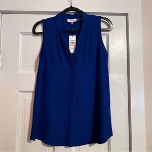 #148 CALVIN KLEIN BLUE SLEEVELESS V-NECK BLOUSE SIZE S